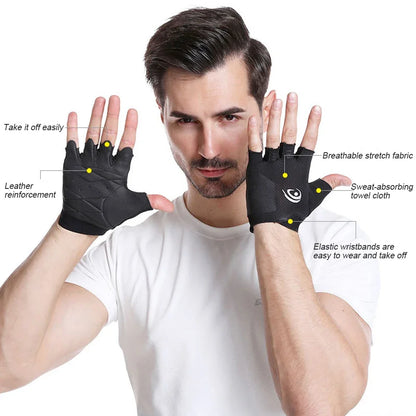 1Pair Workout Gloves, Knuckle Weight Lifting Shorty Fingerless Gloves with Curved Open Back, for Powerlifting, Gym, Women & Men