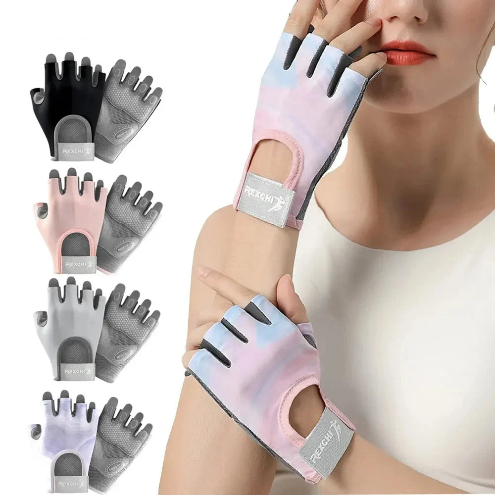 1Pair Work Out Gloves Fitness Gloves with Wrist Belt, Shock-Absorbing Foam Pad Palm, Breathable Gym Gloves for Fitness