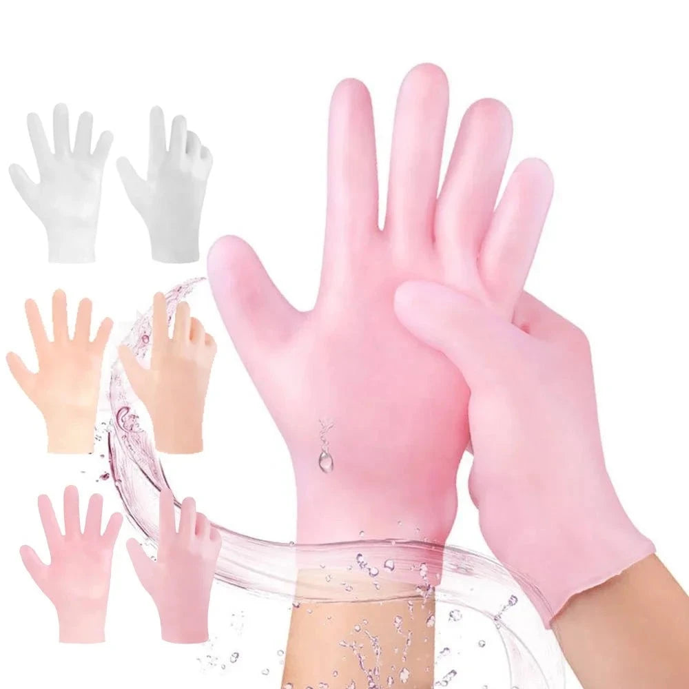 1Pair Moisturizing Gloves Over Night Bedtime Spa Gel Eczema Dry Sensitive Irritated Skin Spa Therapy Secure Glove