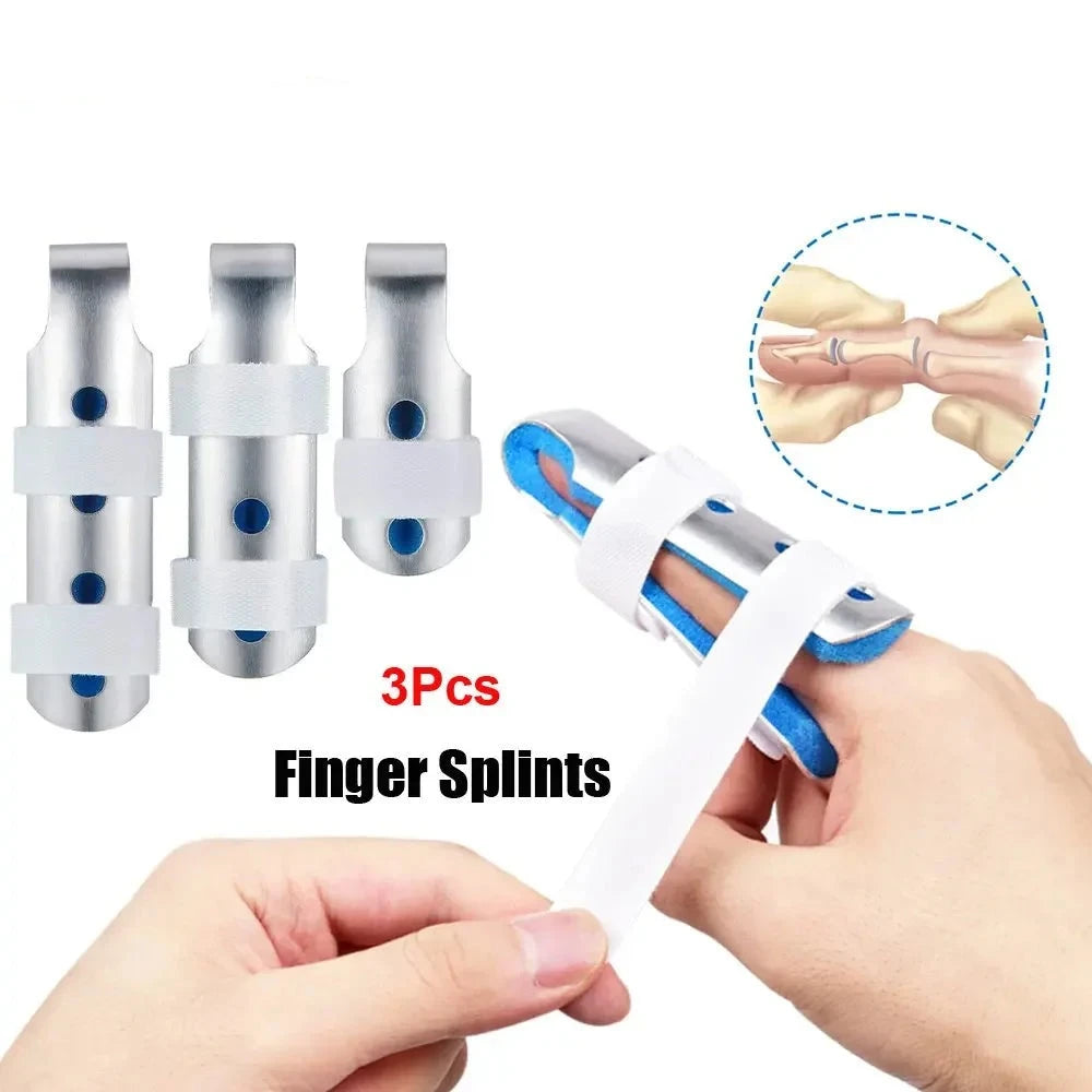 3Pcs Finger Splints Metal Padded Finger Support Finger Stabilizer with Soft Foam Interior and Loop Straps for Adults & Children