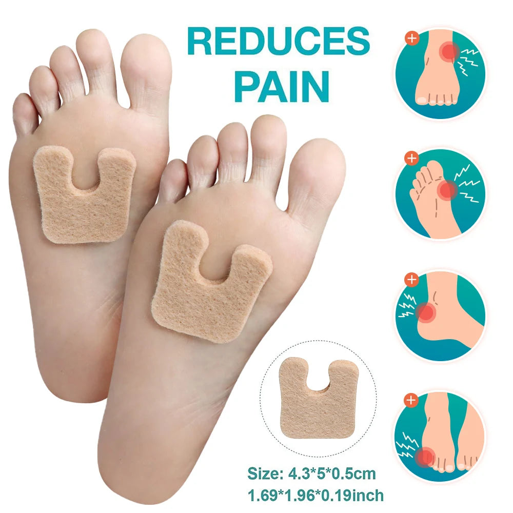 2/4Pcs U-Shaped Felt Callus Pads Self Adhesive Forefoot Pads Protect Calluses from Rubbing on Shoes Reduce Heel Pain