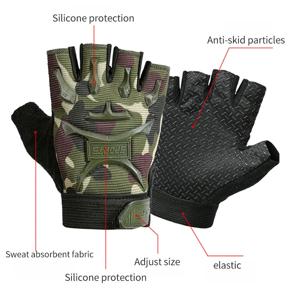 1Pair Kids Cycling Gloves Half Finger Bike Gloves Non-Slip Mitten Outdoor Sports Roller Skating Gloves for Boys and Girls