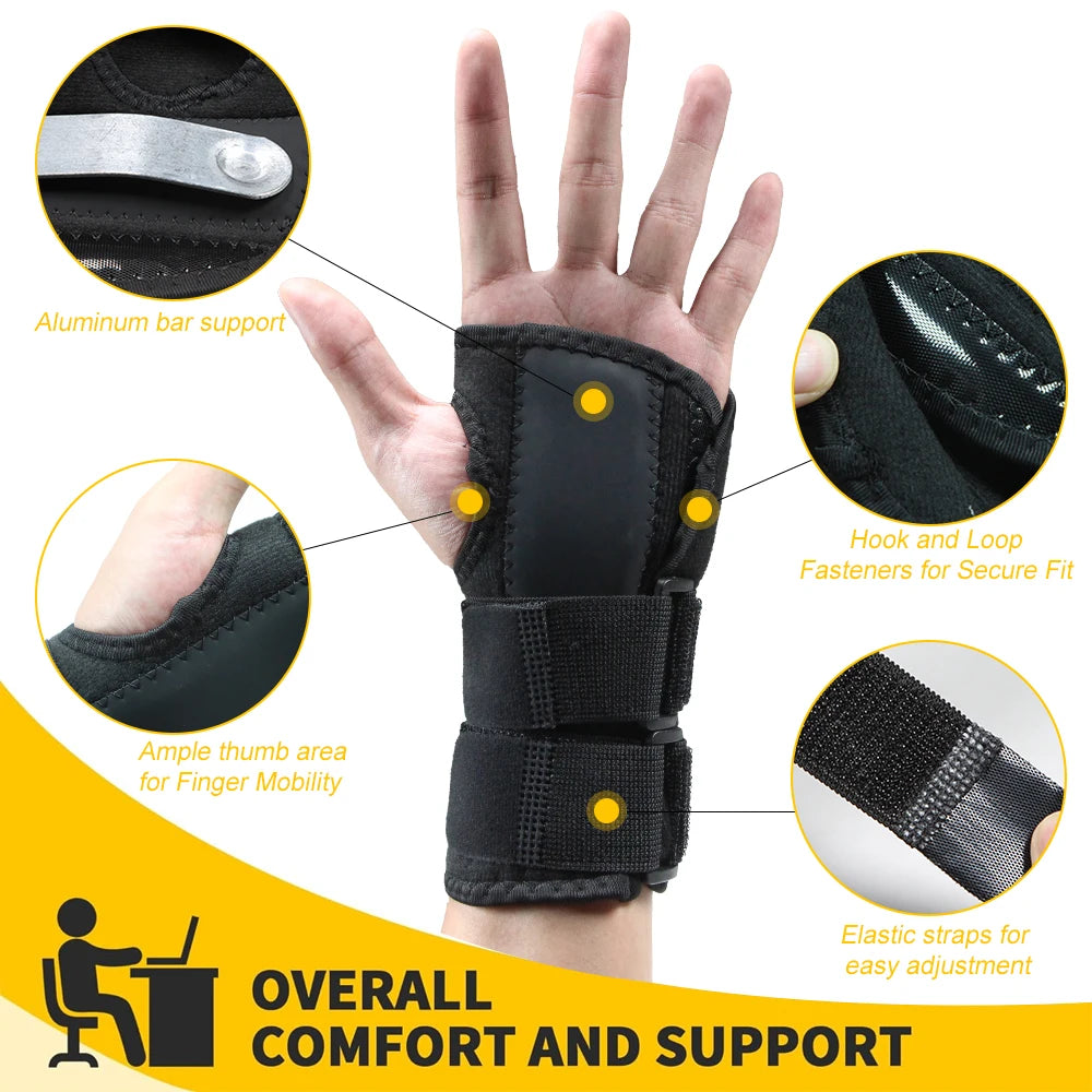 Wrist Brace for Carpal Tunnel Relief Night Support , Maximum Support with 3 Stays Adjustable Splint Right Left Hands Tendonitis