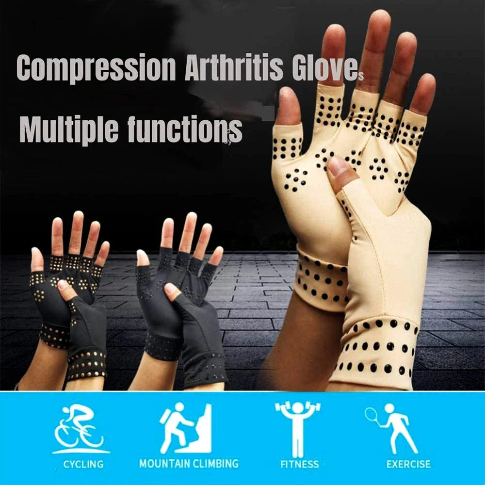 Non-slip Half Finger Cycling Gloves High Elastic Arthritis Pressure Health Gloves Anti-edema Rehabilitation Sports Riding Gloves