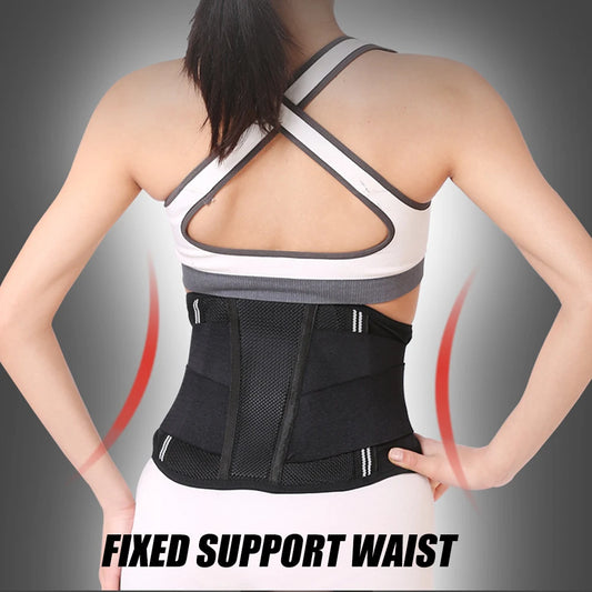 Adjustable Waist Lumbar Support Breathable Back Brace Lower Back Belt Straps - Instant Pain Relief for Herniated Disc