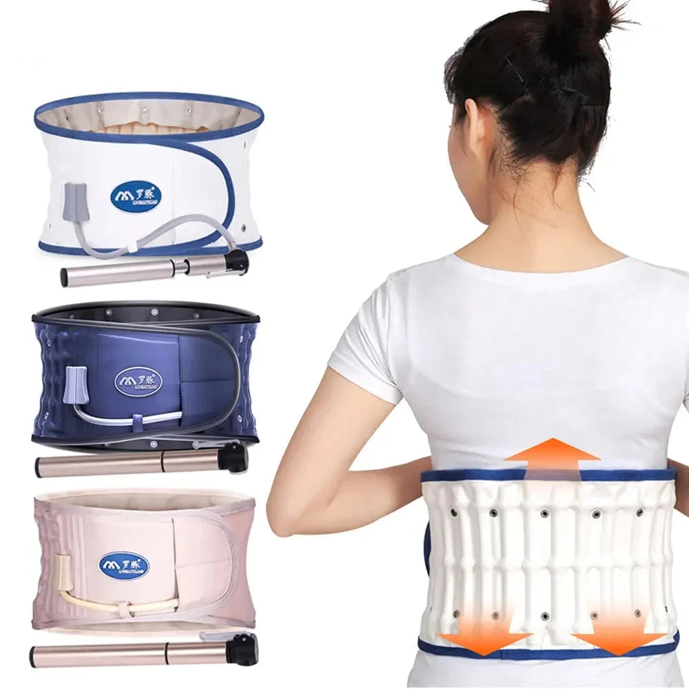 1Set Upgrade Back Decompression Belt Lumbar Support for Back Inflatable Waist Belt Pain Relief- Lower Back Traction Device