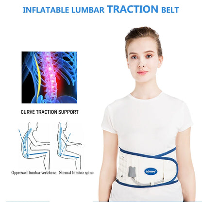 1Set Back Decompression Belt Lumbar Support for Back Inflatable Waist Belt Pain Relief- Lower Back Traction Device for Women Men