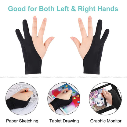 Artists Gloves Two Finger Sketch Glove Anti Smudge Glove for Drawing Digital Drawing Glove for Paper Sketching, Monitor Painting