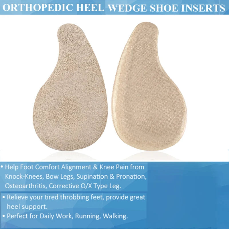 1Pair Supination Insoles Over-Pronation Inserts Heel Insoles for Foot Alignment Knee Pain Bow Legs and Osteoarthritis