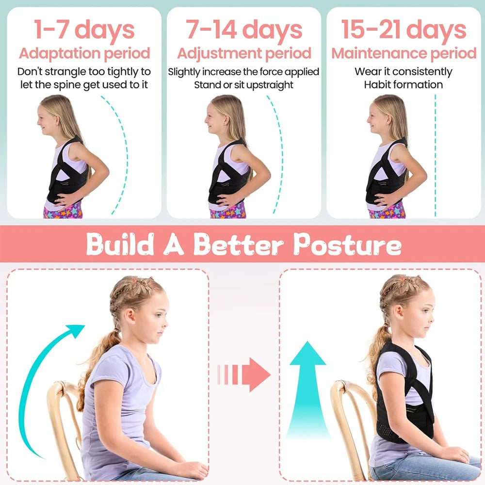 Posture Corrector for Kids and Teens, Updated Upper Back Posture Brace for Teenagers Boys Girls Spinal Support to Improve Slouch