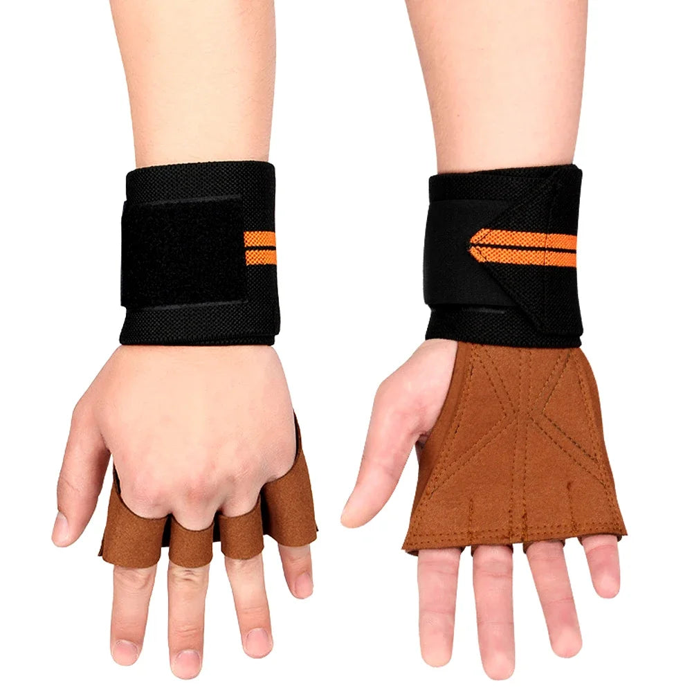 1Pair Weight Lifting Workout Gloves with Built-in Wrist Wraps for Men and Women - Great for Gym Fitness, Cross Training