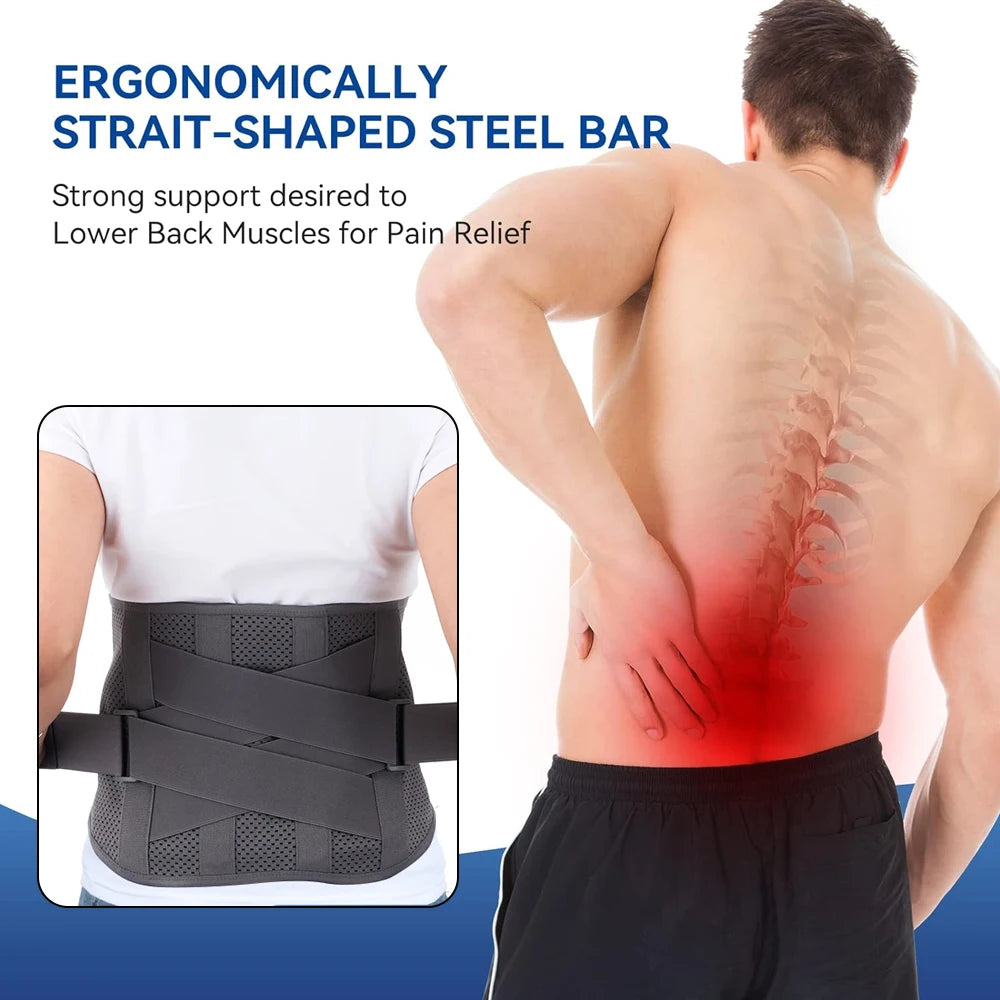 Back Brace for Lower Back Pain Relief Men Women, Immediate Relief from Sciatica, Herniated Disc, Breathable Back Support Brace