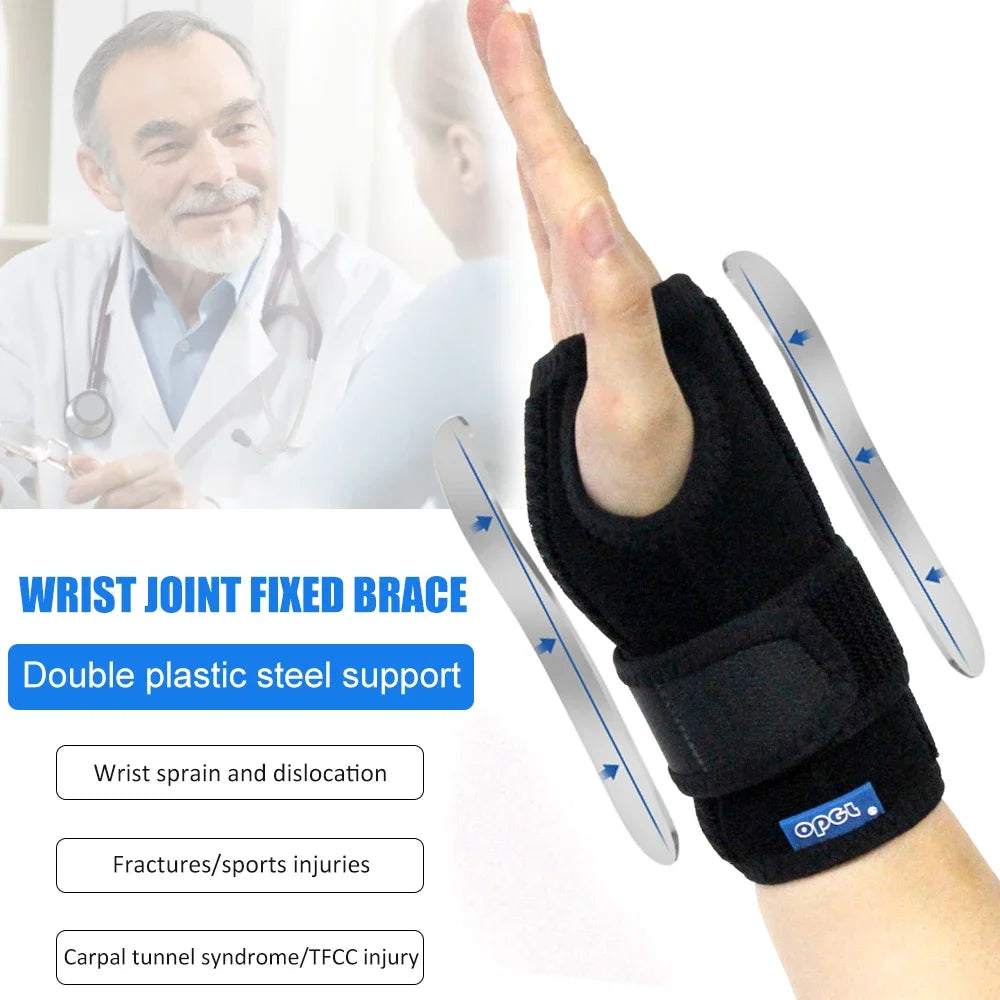 Wrist Brace Carpal Tunnel Support Stabilizer Protector with Metal Splint for Tendonitis CTS Wrist Sprain Fractures Pain Relief