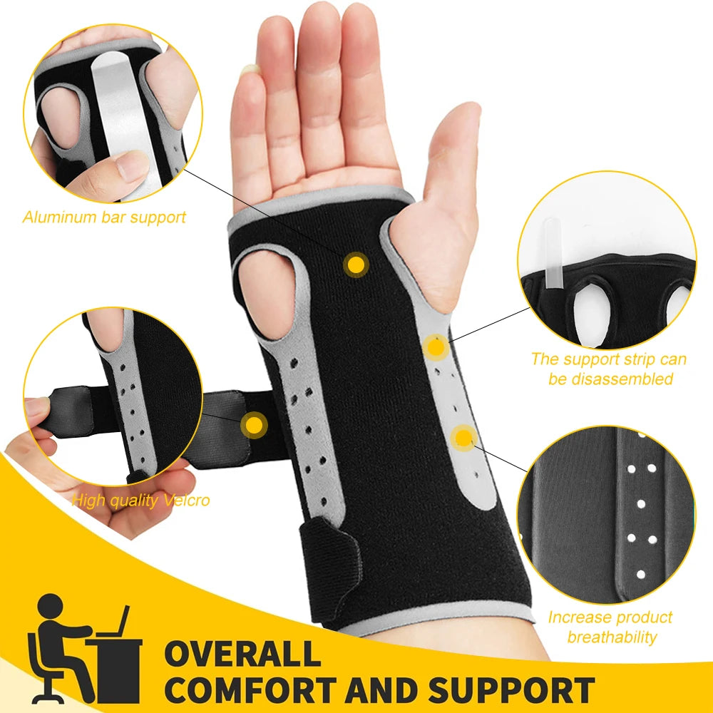 Wrist Brace for Carpal Tunnel, Adjustable Night Wrist Support with Splints,Hand Support for Arthritis,Tendonitis,Sprain,Injuries