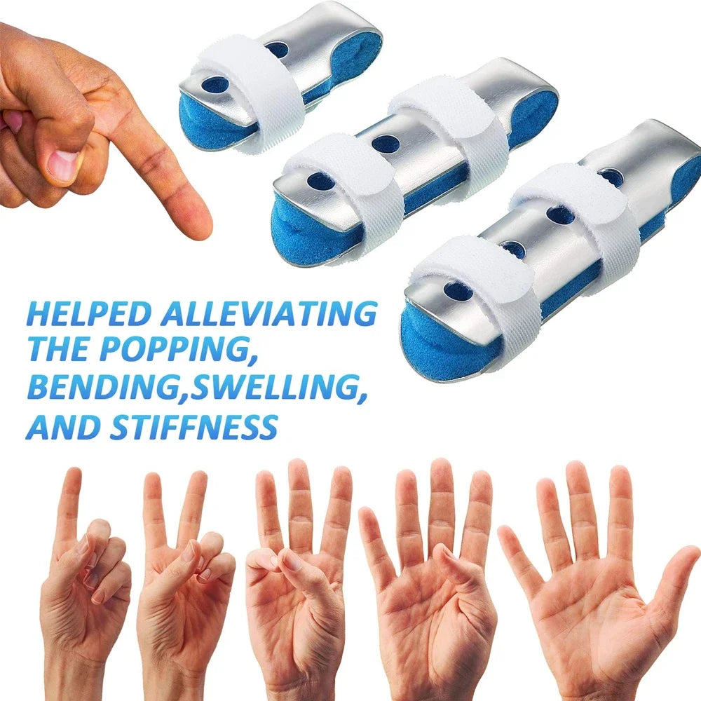 3Pcs Finger Splints Metal Padded Finger Support Finger Stabilizer with Soft Foam Interior and Loop Straps for Adults & Children