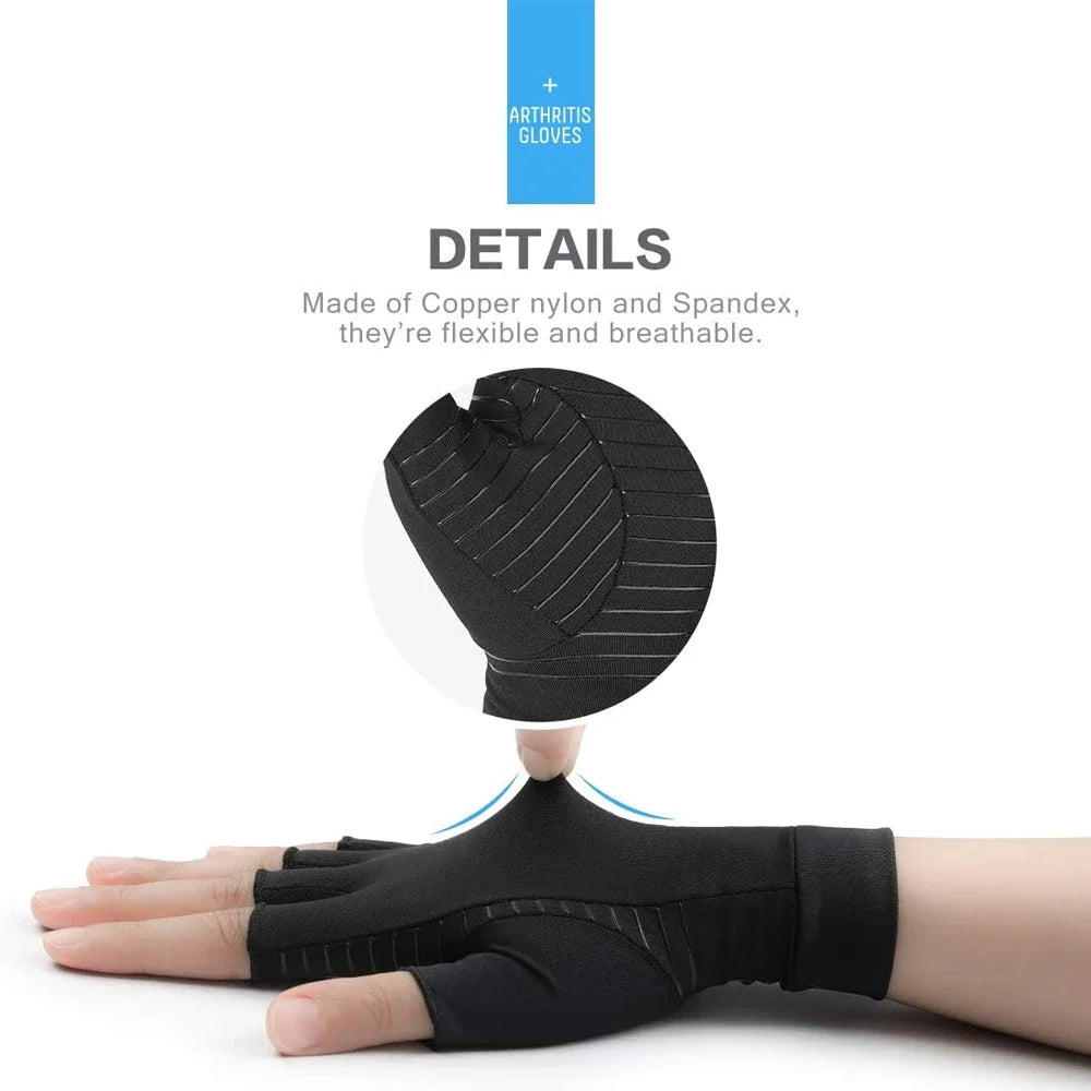 1Pair Arthritis Compression Gloves for Women Men, Wrist Support Relieve Hand Pain Swelling & Carpal Tunnel Fingerless for Typing