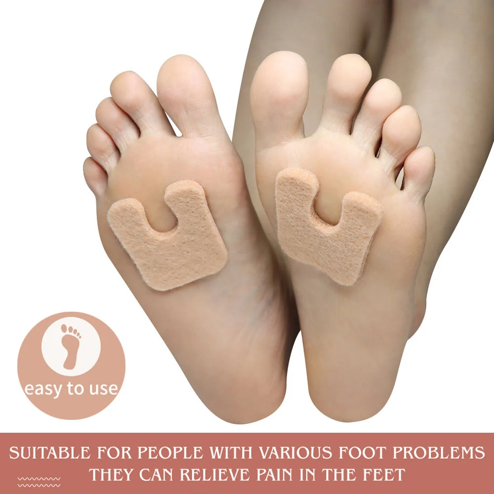 2/4Pcs U-Shaped Felt Callus Pads Self Adhesive Forefoot Pads Protect Calluses from Rubbing on Shoes Reduce Heel Pain