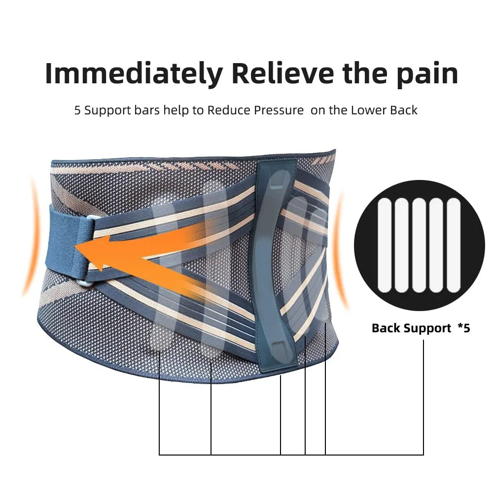 1Pcs Lumbar Support for Lower Back Pain Relief Breathable Back Brace Support Belt Lower Back Pain Relief for Herniated Disc