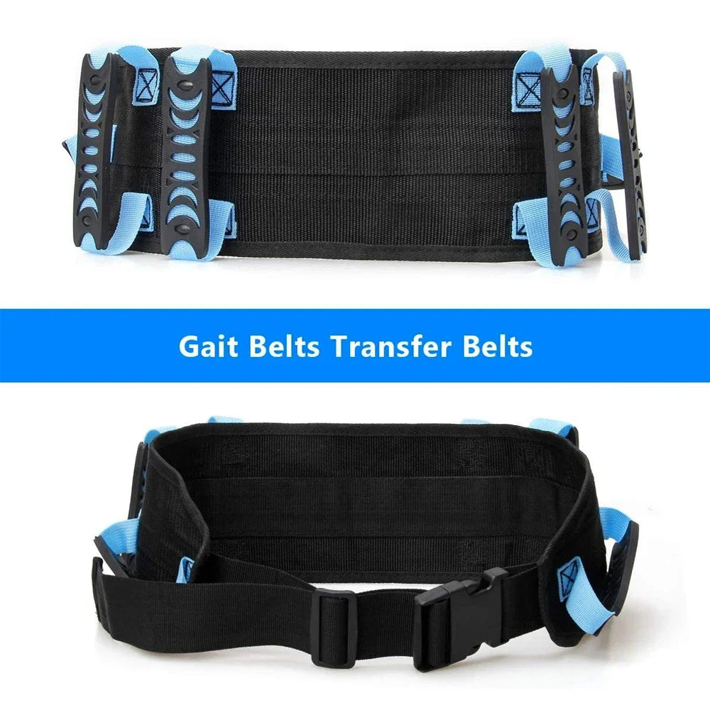 1Pcs Gait Belt Transfer Belts, Gait Belt with 6 Pcs Transfer Belt Handles, Plastic Release Buckle Adjustable Strap