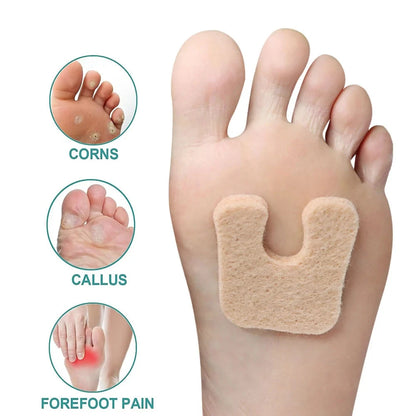 2/4Pcs U-Shaped Felt Callus Pads Self Adhesive Forefoot Pads Protect Calluses from Rubbing on Shoes Reduce Heel Pain