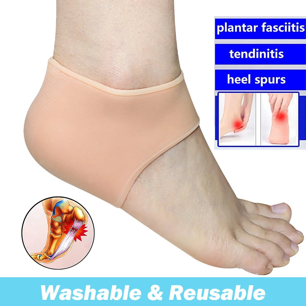 2Pcs Gel Heel Protectors Soft Heel Cups Cushions Heel Pain and Cracked Heels Relief for Men and Women Foot Care Tool