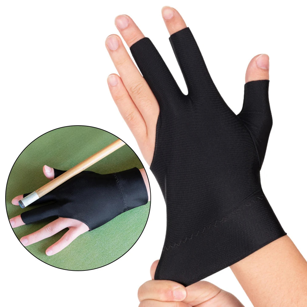 1Pcs Billiard Gloves 3 Open Fingers Billiards Glove Pool Cue Gloves Spandex Lycra for Left Hand Hand, Men Women