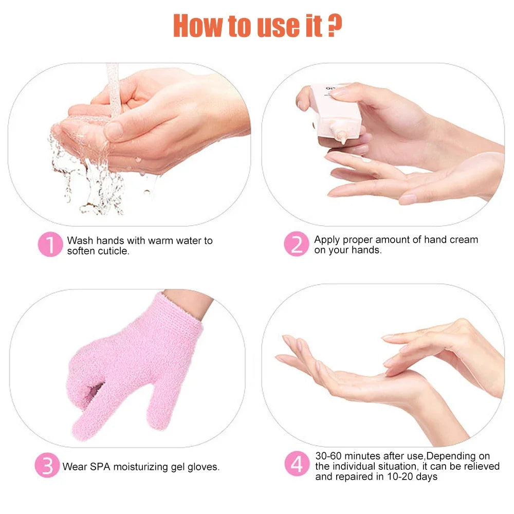 1Pair Spa Gloves Moisturizing Gel Gloves Heal Eczema Cracked Dry Skin Cracked hand, Cuticles for for Repair Treatment