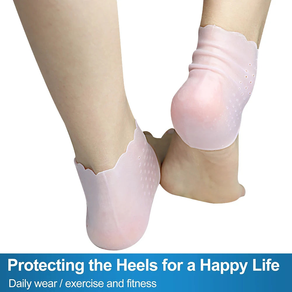 2Pcs Soft Gel Breathable Heel Protectors Plantar Fasciitis Inserts Cracked Dry Achilles Pain Relief Heel Cushion Pads