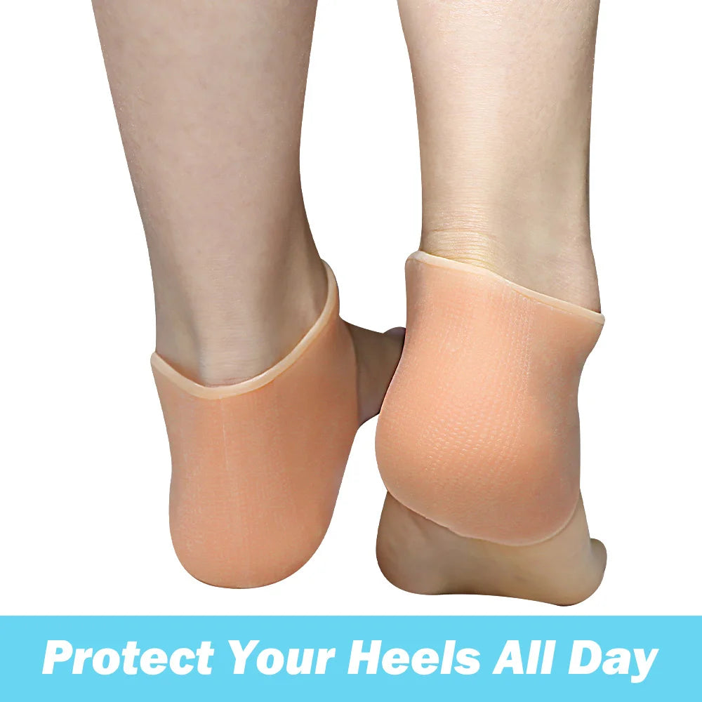 2Pcs Gel Heel Protectors Soft Heel Cups Cushions Heel Pain and Cracked Heels Relief for Men and Women Foot Care Tool