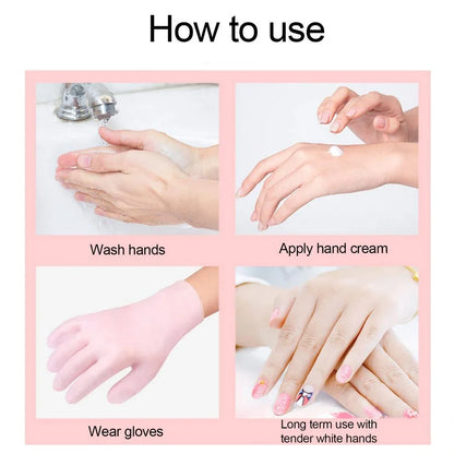 1Pair Moisturizing Gloves Over Night Bedtime Spa Gel Eczema Dry Sensitive Irritated Skin Spa Therapy Secure Glove