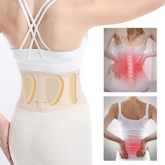 1Pc Ultra Thin Back Brace with 3D Lumbar Pad, 2 Flexible Supports, Back Brace for Lower Back Pain for Sciatica Scoliosis Relief