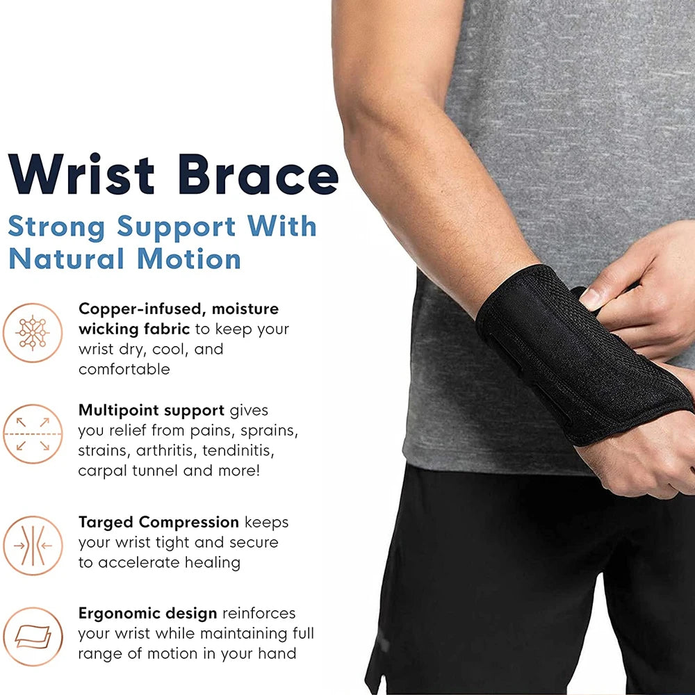 1Pcs Carpal Tunnel Wrist Brace for Women and Men - Wrist Splint for Hand and Wrist Support and Tendonitis Arthritis Pain Relief