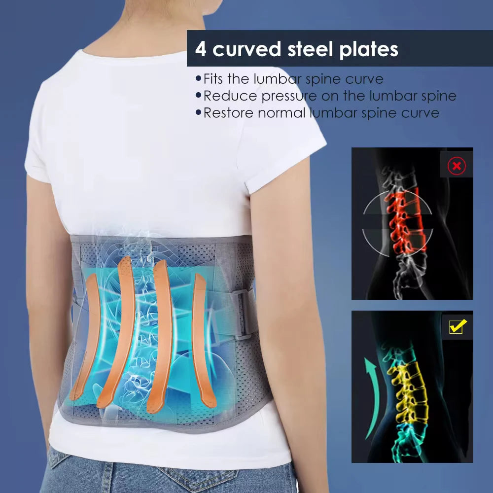 Back Brace for Lower Back Pain Relief Men Women, Immediate Relief from Sciatica, Herniated Disc, Breathable Back Support Brace