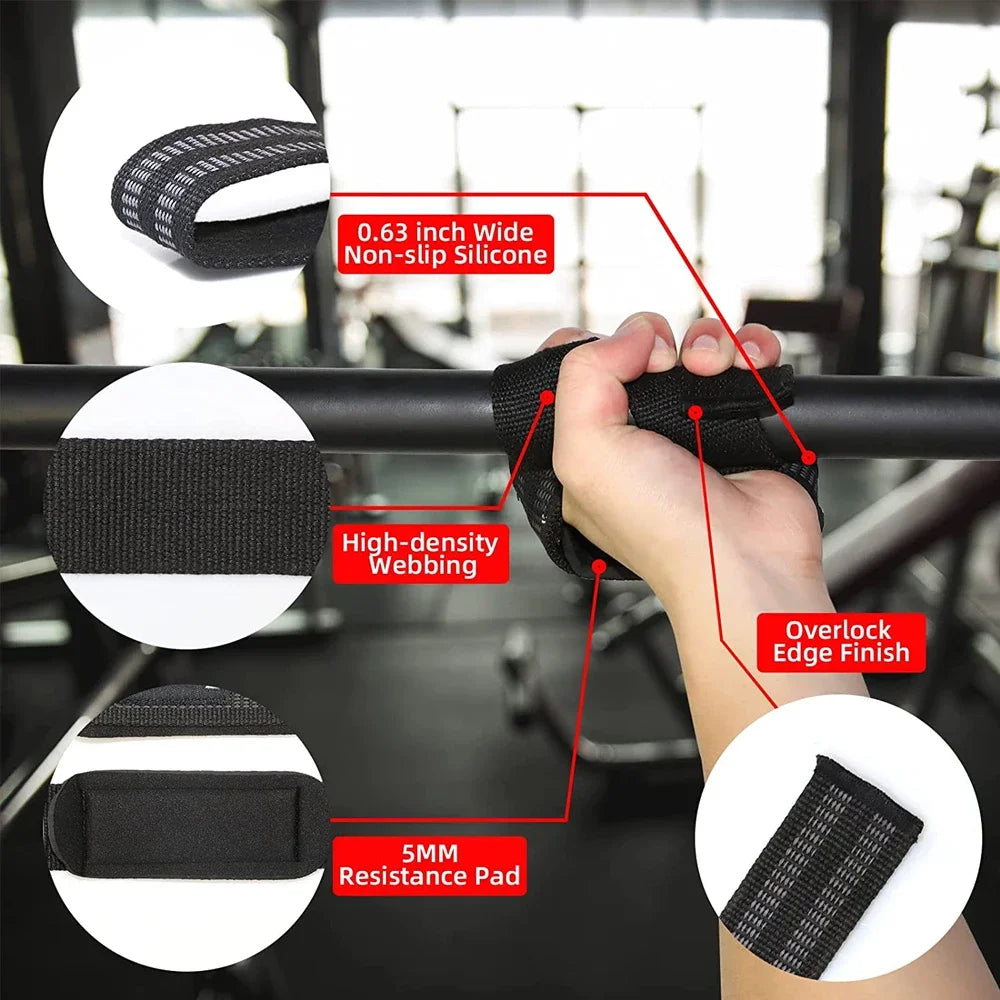 1Pair Lifting Wrist Straps for Weightlifting - Power Cotton Weight Lifting Wrist Wraps to Lift Heavier with a Silicone Grip