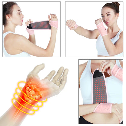 2Pcs Magnetic Self-Heating Wrist Support Brace Wrap Heated Hand Warmer Compression Pain Relief Wristband Belt For Adult Child