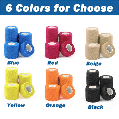 6Colors Self Adhesive Bandage Wrap 450cm Breathable Adherent Vet Tape for First Aid Sports Injury Body Sprains & Pets