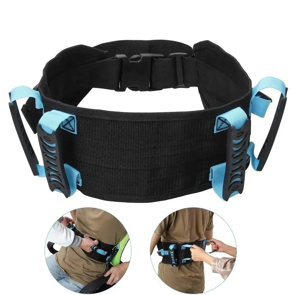 1Pcs Gait Belt Transfer Belts, Gait Belt with 6 Pcs Transfer Belt Handles, Plastic Release Buckle Adjustable Strap