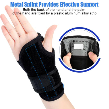 Wrist Brace Carpal Tunnel Support Stabilizer Protector with Metal Splint for Tendonitis CTS Wrist Sprain Fractures Pain Relief