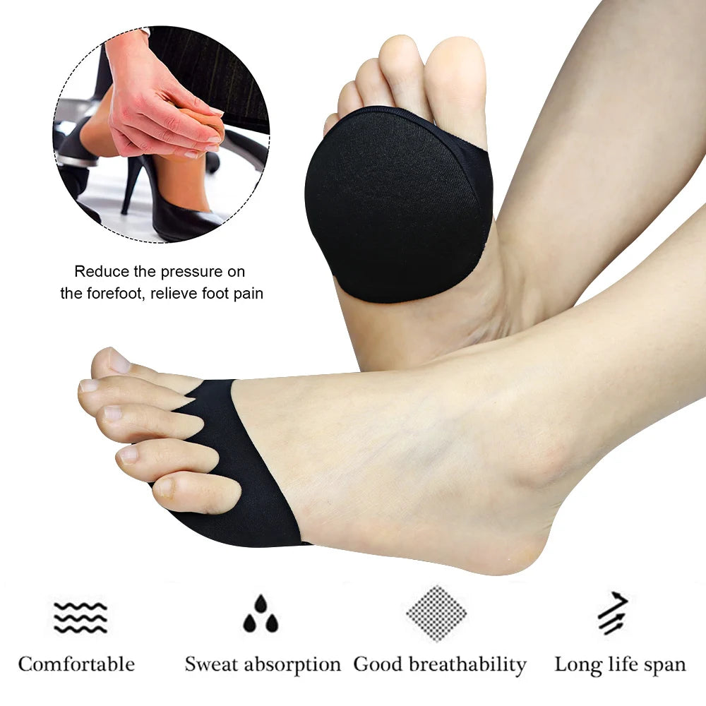 2Pcs/Bag Five Toes Forefoot Pads Women Half Insoles Metatarsal Pads Ball of Foot Cushions for Prevent Pain and Discomfort