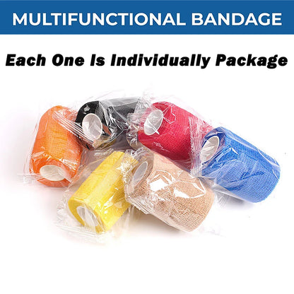 6Colors Self Adhesive Bandage Wrap 450cm Breathable Adherent Vet Tape for First Aid Sports Injury Body Sprains & Pets