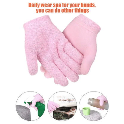 1Pair Spa Gloves Moisturizing Gel Gloves Heal Eczema Cracked Dry Skin Cracked hand, Cuticles for for Repair Treatment