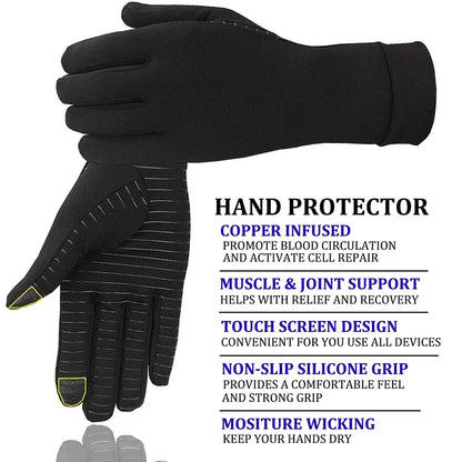 Copper Full Finger Compression Gloves, Arthritis Gloves for Women Men Relieve Pain from Arthritis Pain, Swelling and Rheumatoid