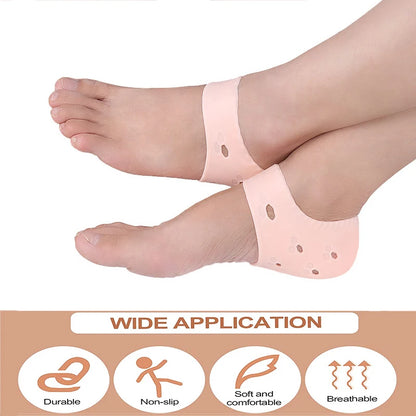 2Pcs Gel Heel Protectors Cushions Metatarsal Pads Heal Dry Cracked Skin Relief Foot Pain for Men & Women