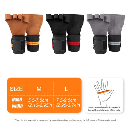 1Pair Weight Lifting Workout Gloves with Built-in Wrist Wraps for Men and Women - Great for Gym Fitness, Cross Training