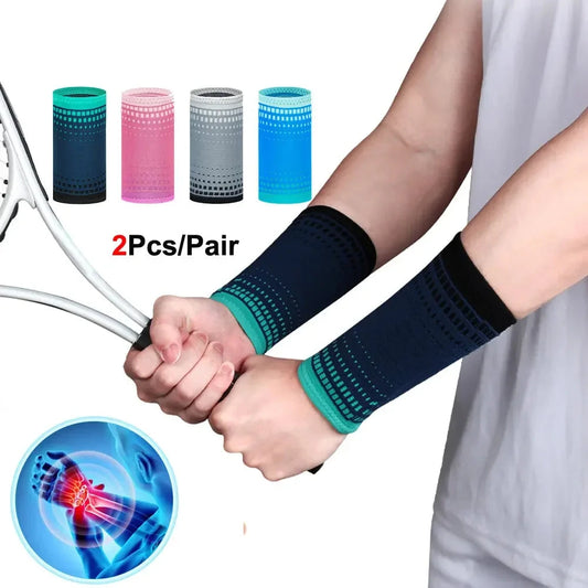 2Pcs Wrist Band Nylon Knitted - Light, Elastic & Breathable - Men, Women - for Sweat, Sports, Exercise, Workout, Gym