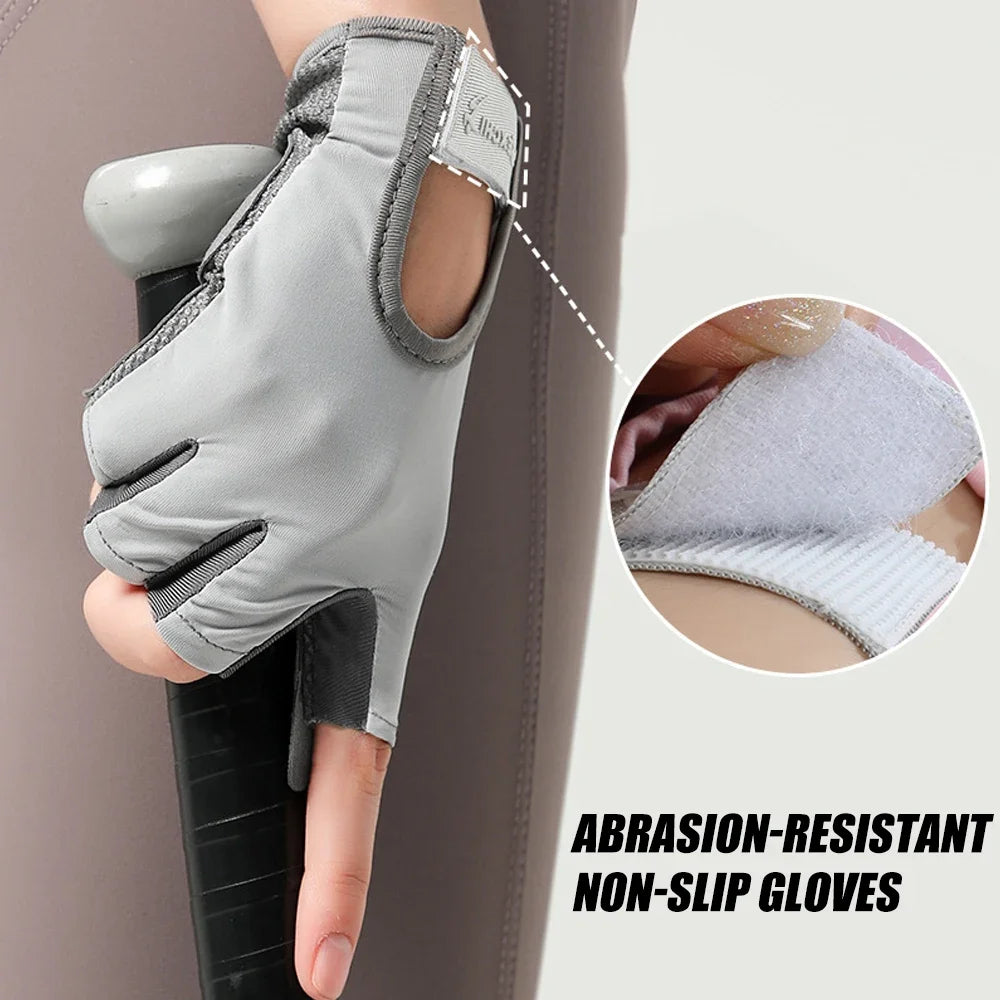 1Pair Work Out Gloves Fitness Gloves with Wrist Belt, Shock-Absorbing Foam Pad Palm, Breathable Gym Gloves for Fitness