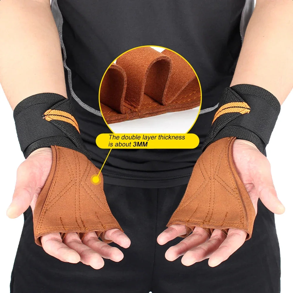 1Pair Weight Lifting Workout Gloves with Built-in Wrist Wraps for Men and Women - Great for Gym Fitness, Cross Training