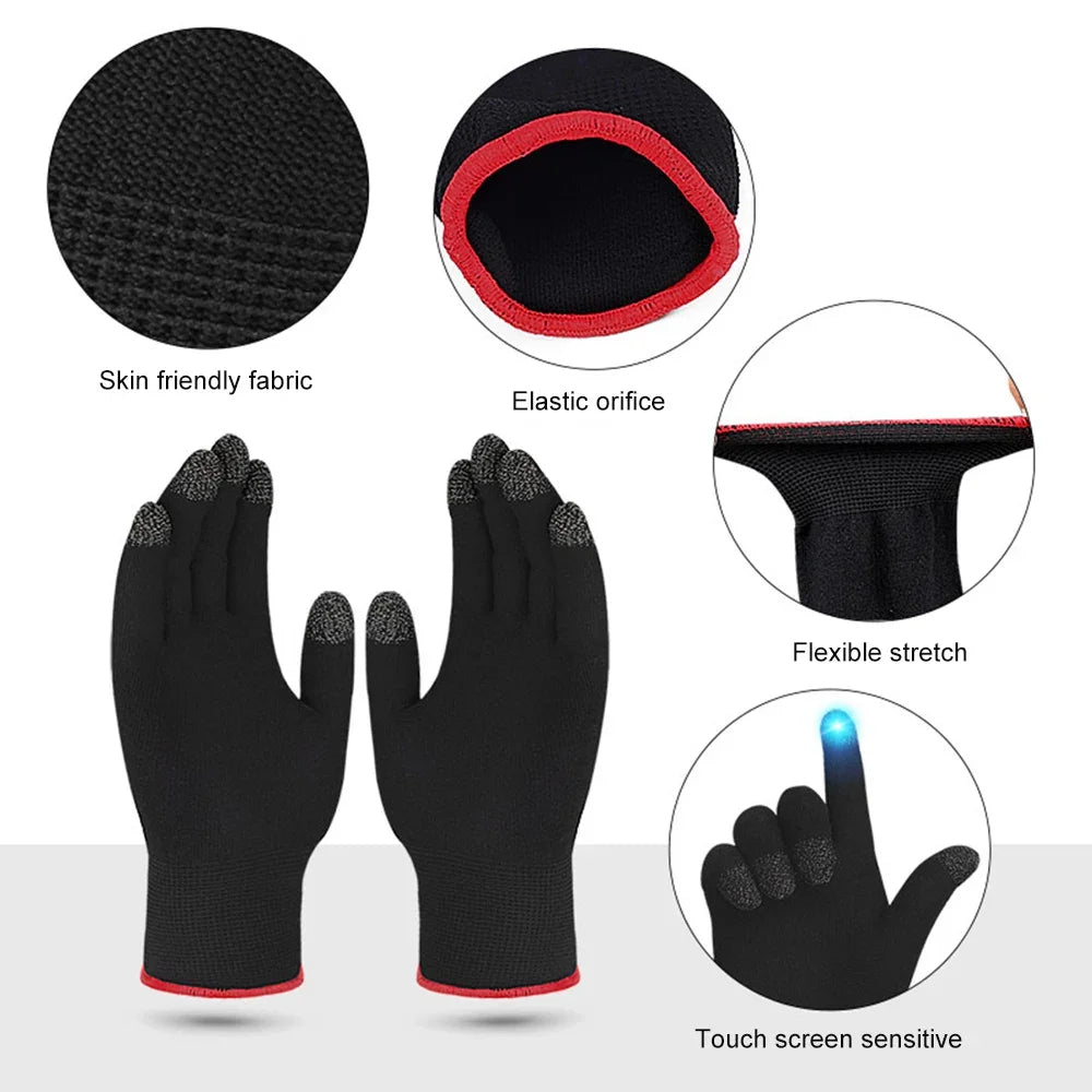 1Pair Winter Touch Screen Game Controller Sweat Proof Gaming Finger Gloves Non-Scratch Sleeve Sensitive Nylon Mobile Touch