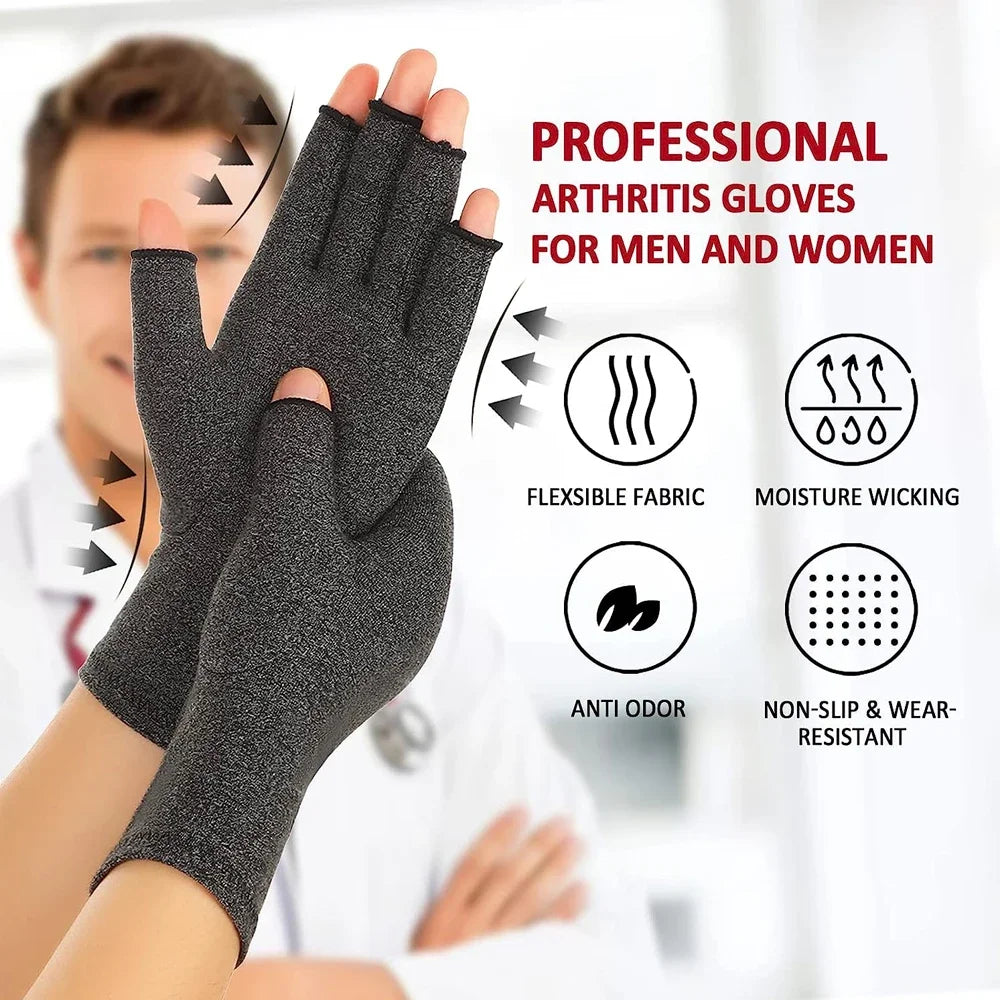 1Pair Arthritis Gloves Women Men, Carpal Tunnel, Rheumatoid, Tendonitis, Fingerless Hand Thumb Compression Gloves