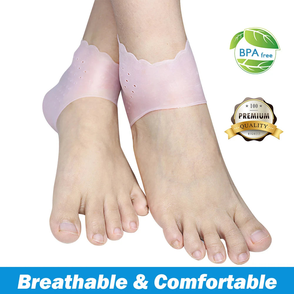 2Pcs Soft Gel Breathable Heel Protectors Plantar Fasciitis Inserts Cracked Dry Achilles Pain Relief Heel Cushion Pads